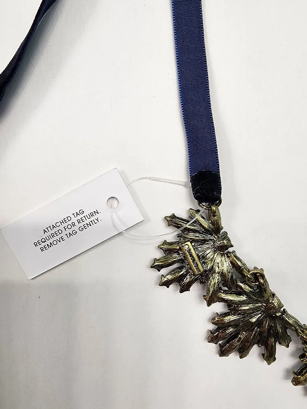 NEW! BaubleBar Smoky-Grey and Deep Navy Blue Crystal Ribbon Necklace - Picture 5 of 5